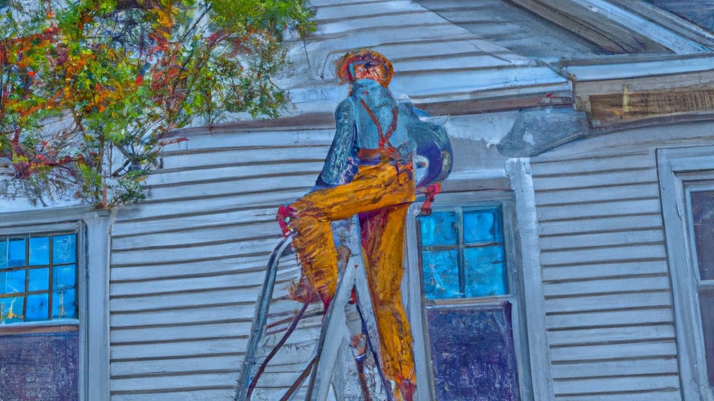 Man climbing ladder on Phenix City, Alabama home to replace roof