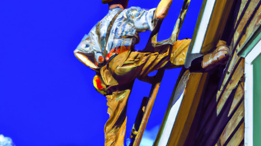 Man climbing ladder on Pigeon Forge, Tennessee home to replace roof