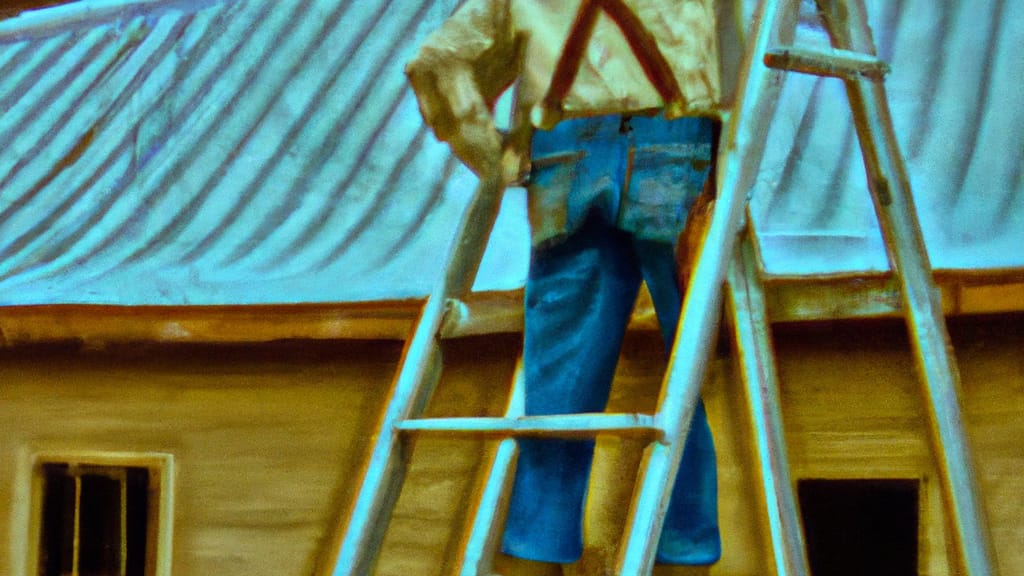 Man climbing ladder on Plainview, Texas home to replace roof