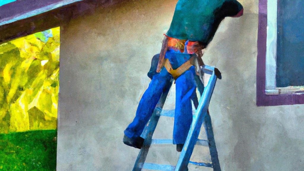 Man climbing ladder on Pleasant Hill, California home to replace roof