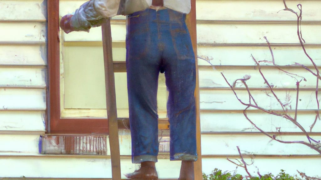 Man climbing ladder on Pocahontas, Arkansas home to replace roof