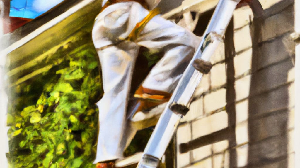 Man climbing ladder on Ponchatoula, Louisiana home to replace roof