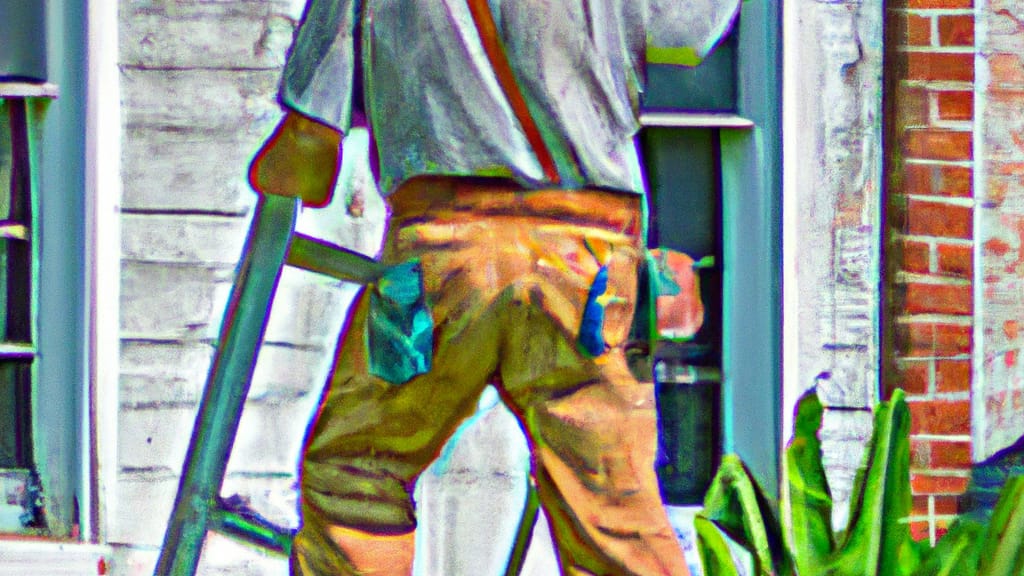 Man climbing ladder on Pooler, Georgia home to replace roof