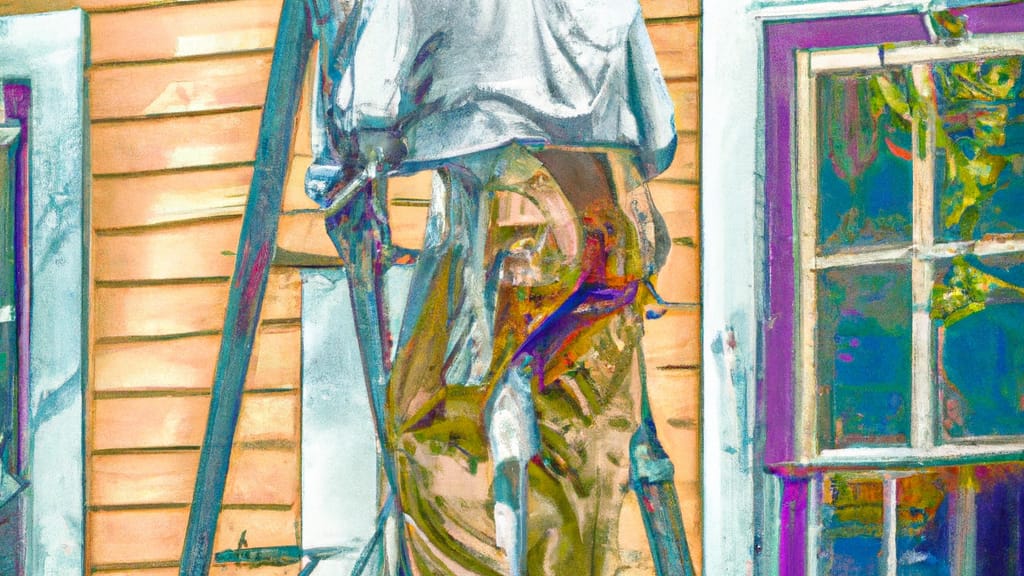 Man climbing ladder on Port Neches, Texas home to replace roof