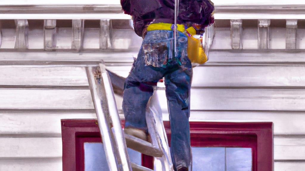 Man climbing ladder on Preston, Idaho home to replace roof