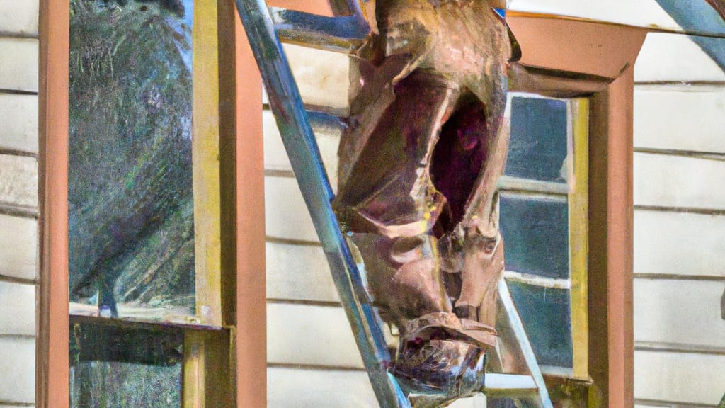 Man climbing ladder on Providence, Utah home to replace roof