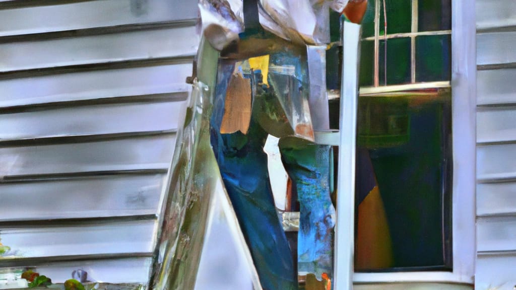 Man climbing ladder on Quincy, Florida home to replace roof