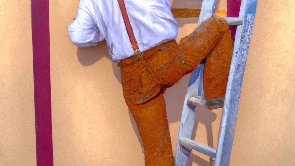 Man climbing ladder on Ramona, California home to replace roof