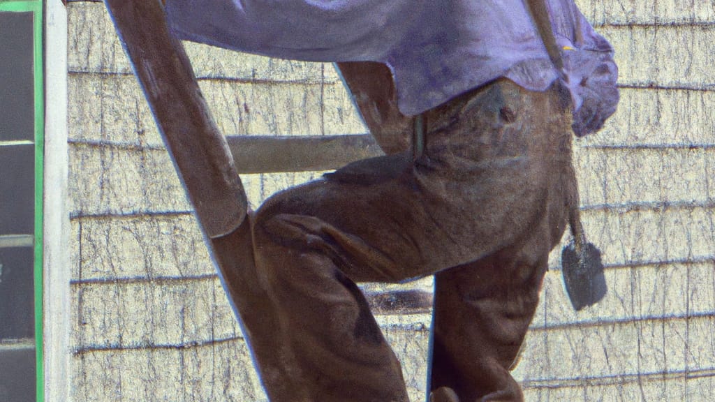 Man climbing ladder on Rancho Cucamonga, California home to replace roof