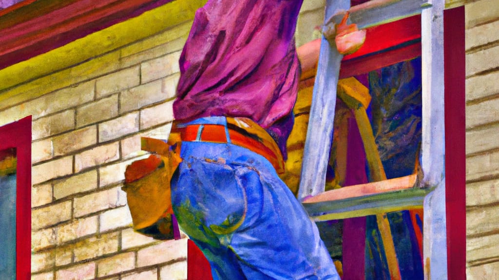 Man climbing ladder on Red Oak, Iowa home to replace roof