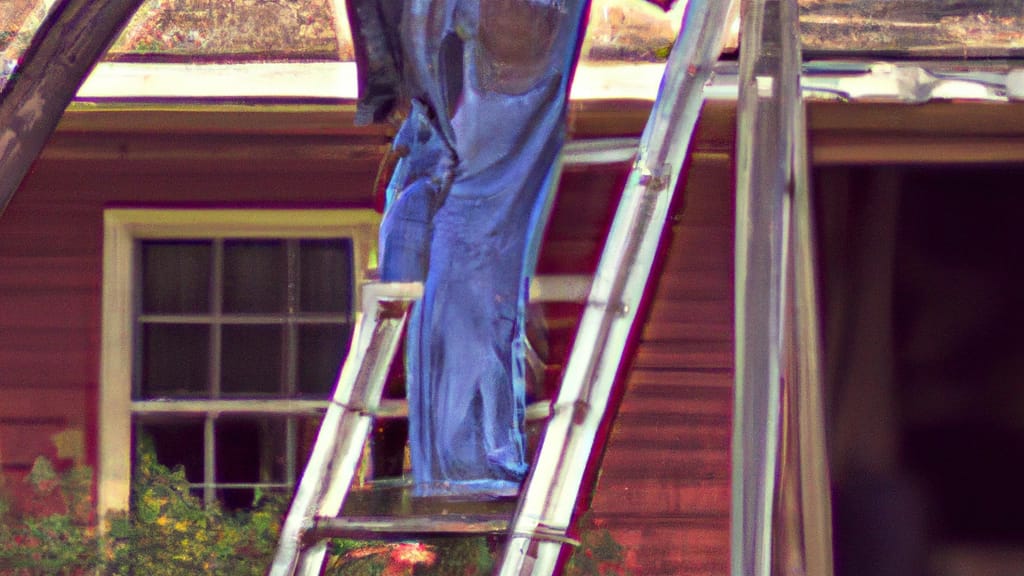 Man climbing ladder on Red Oak, Texas home to replace roof