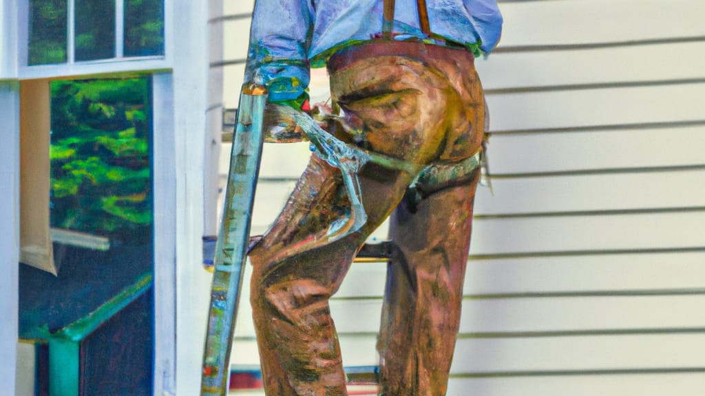 Man climbing ladder on Richmond, Michigan home to replace roof