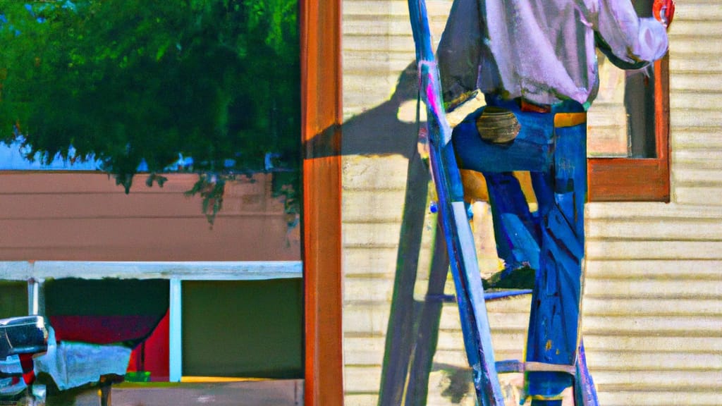 Man climbing ladder on Rio Grande City, Texas home to replace roof