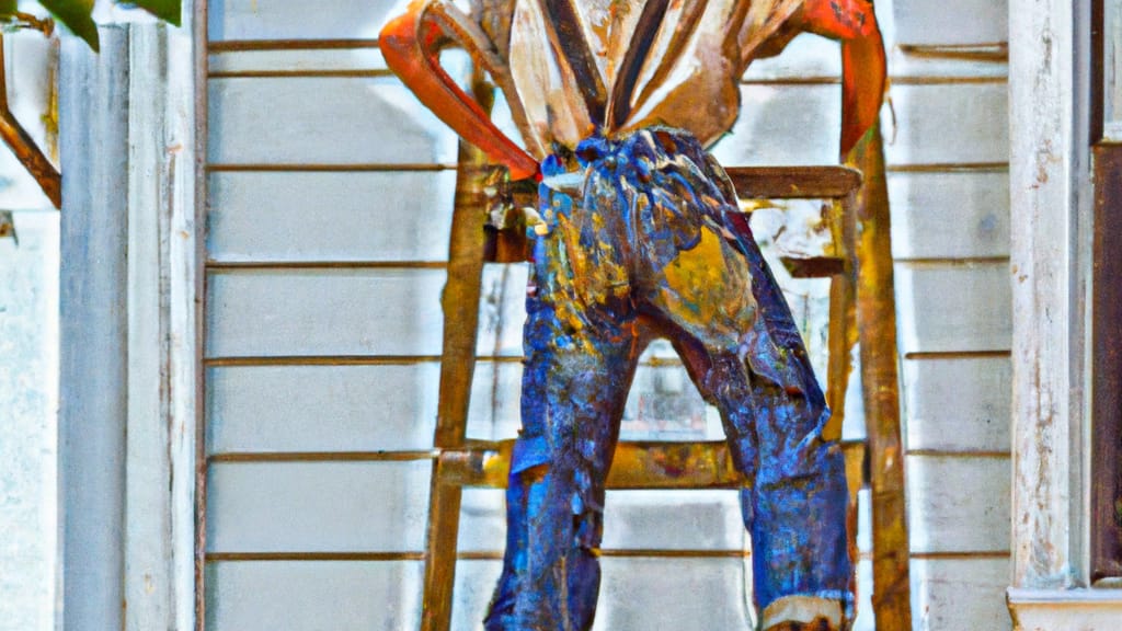 Man climbing ladder on Riverside, Illinois home to replace roof