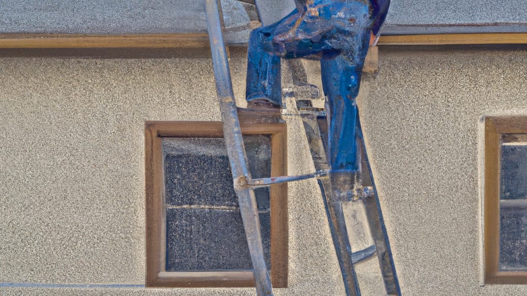 Man climbing ladder on Roosevelt, Utah home to replace roof