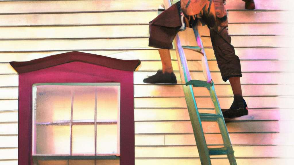 Man climbing ladder on Roseburg, Oregon home to replace roof