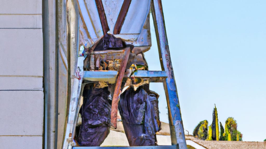 Man climbing ladder on Rowland Heights, California home to replace roof