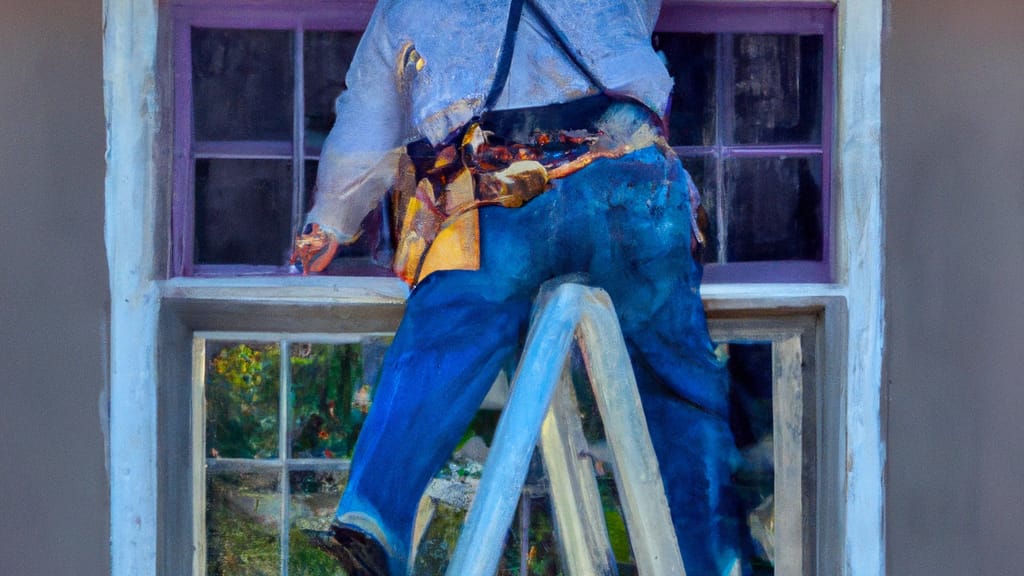 Man climbing ladder on Royse City, Texas home to replace roof