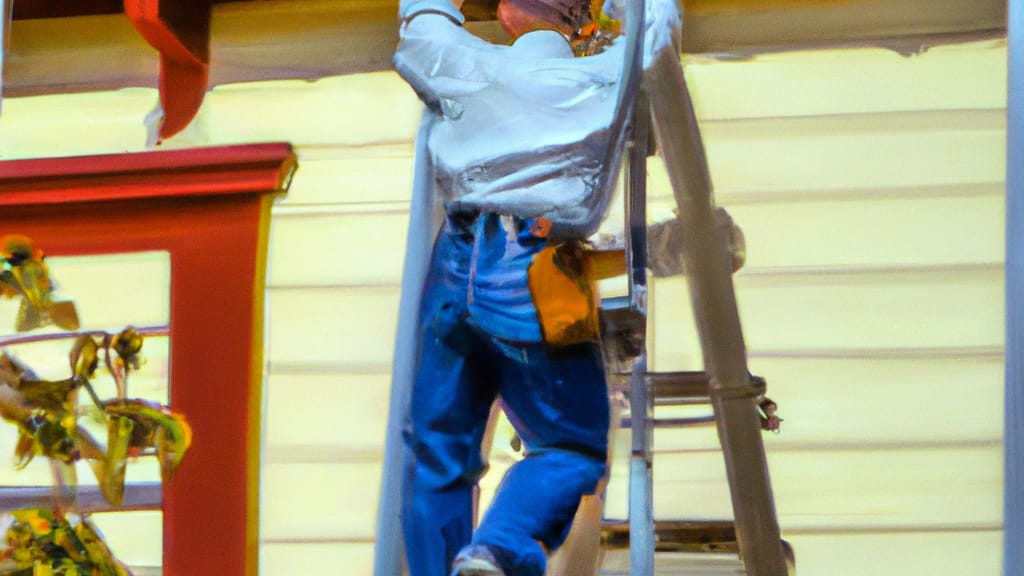 Man climbing ladder on Saint Helena, California home to replace roof