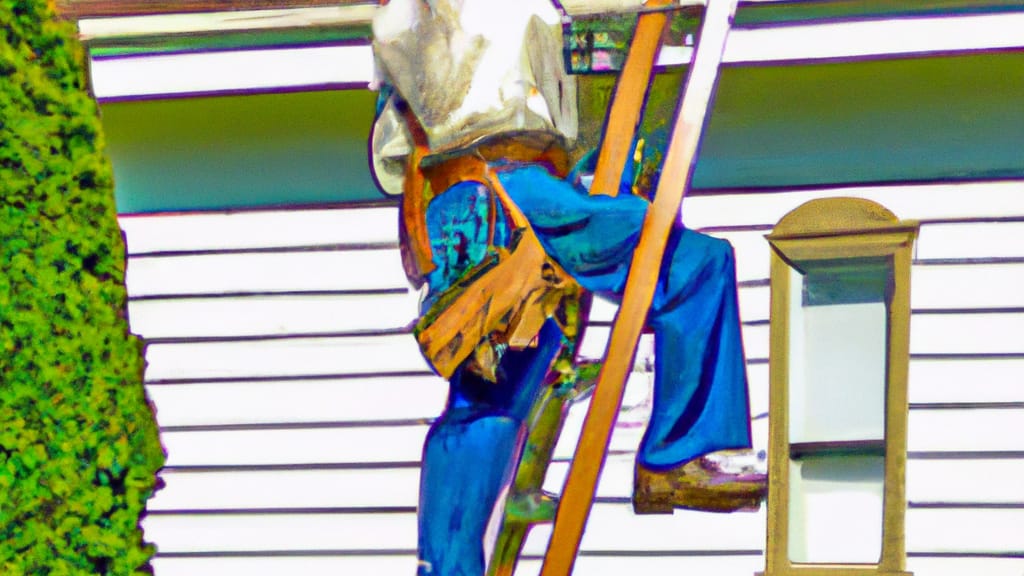 Man climbing ladder on Saint Helens, Oregon home to replace roof