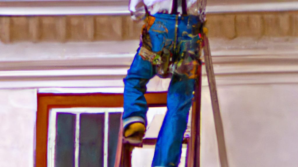 Man climbing ladder on Salida, Colorado home to replace roof