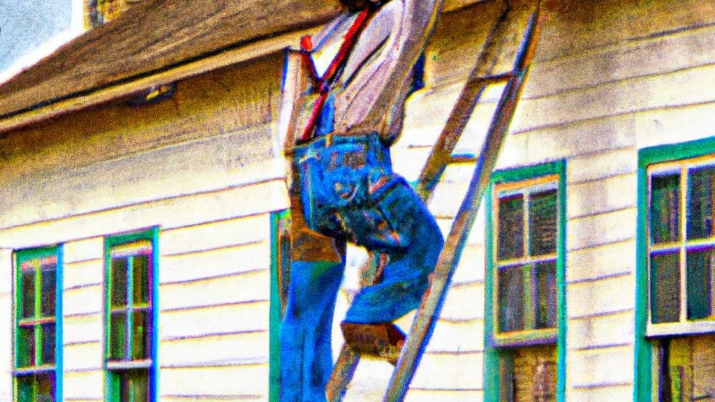 Man climbing ladder on San Marcos, Texas home to replace roof