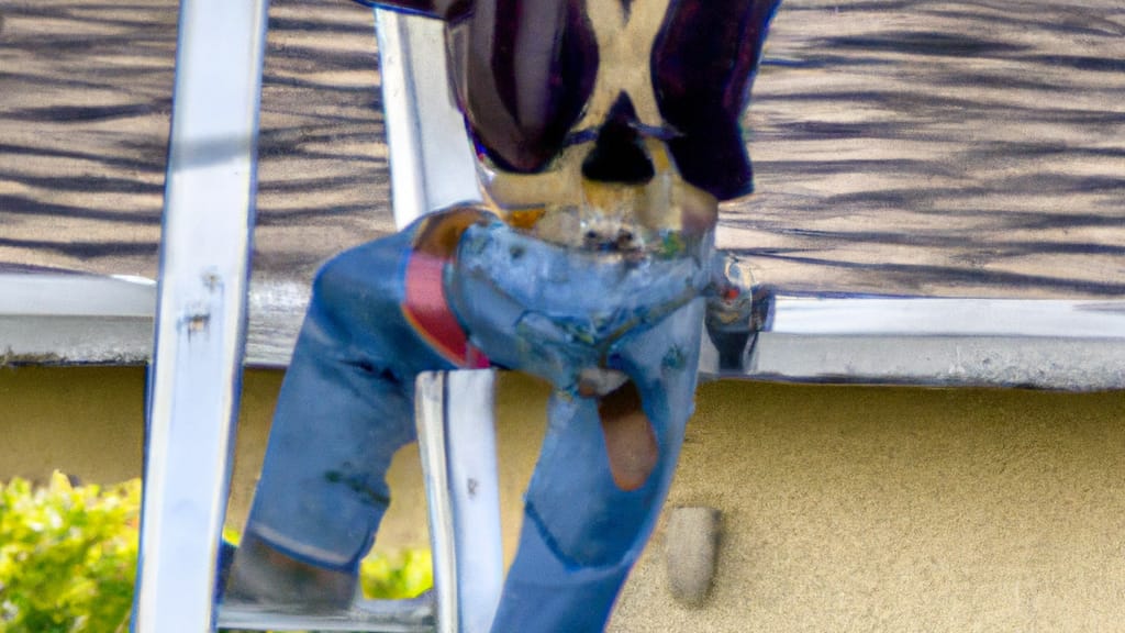 Man climbing ladder on Santa Ana, California home to replace roof