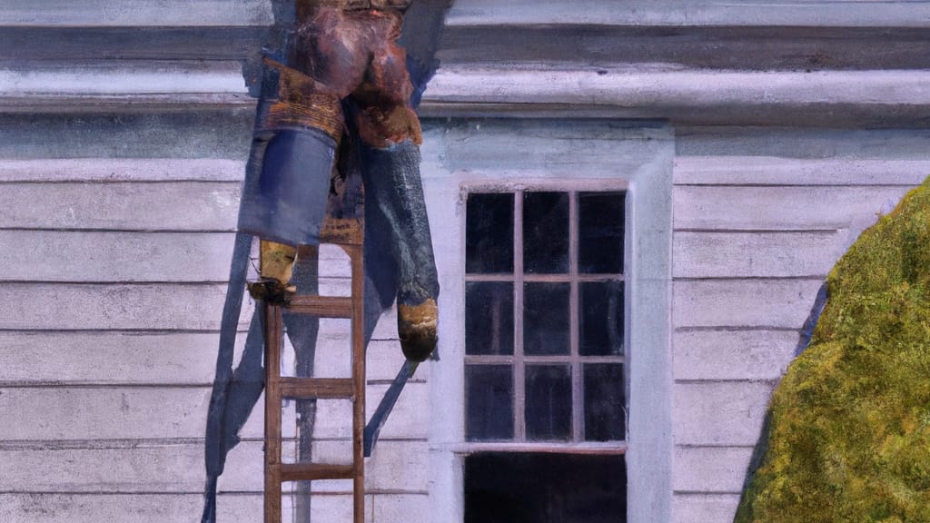Man climbing ladder on Santa Rosa, California home to replace roof