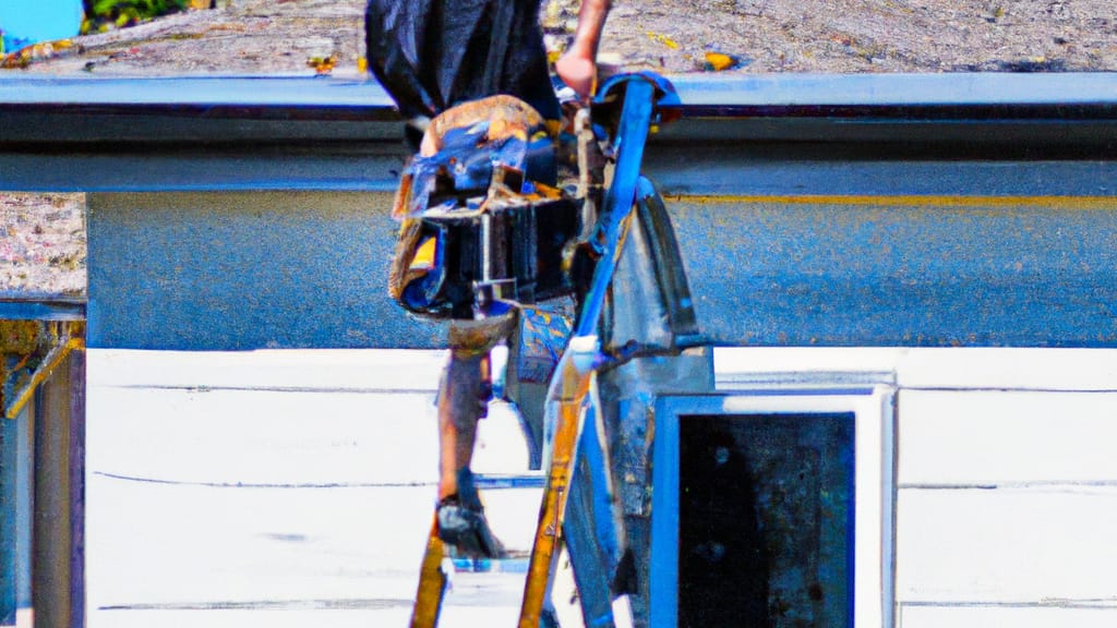Man climbing ladder on Santee, California home to replace roof