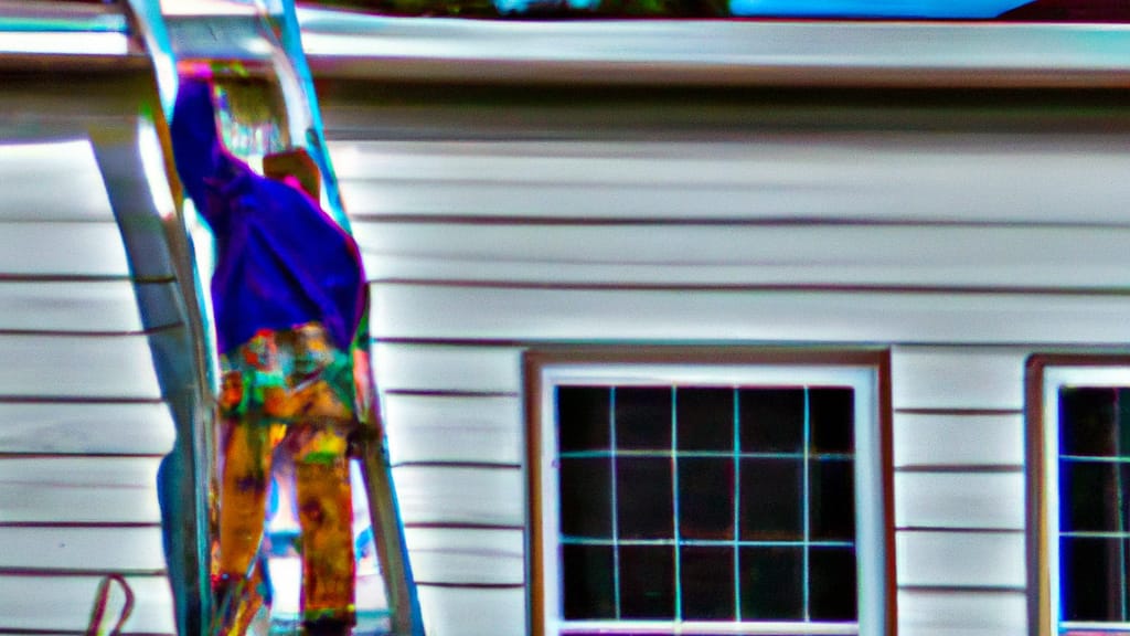 Man climbing ladder on Saraland, Alabama home to replace roof