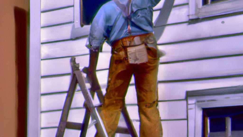 Man climbing ladder on Saugerties, New York home to replace roof