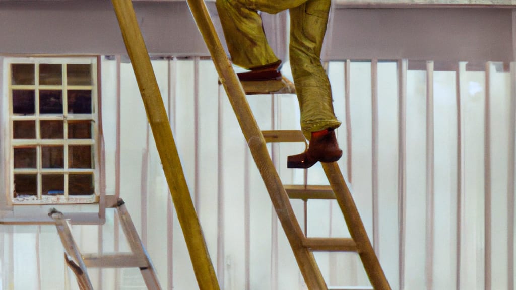 Man climbing ladder on Schofield Barracks, Hawaii home to replace roof