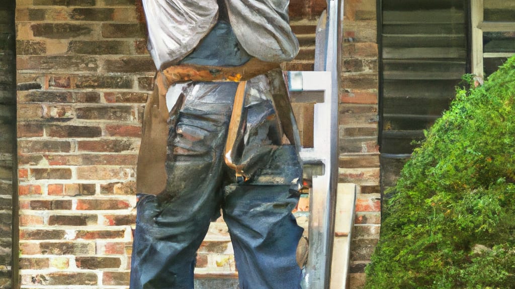 Man climbing ladder on Scottdale, Georgia home to replace roof