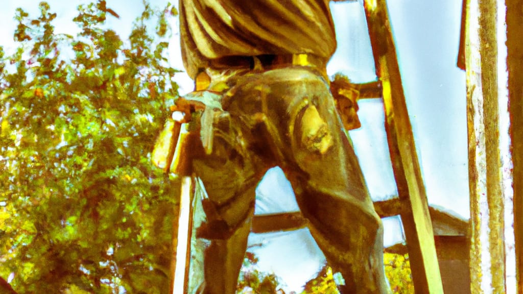 Man climbing ladder on Scotts Valley, California home to replace roof