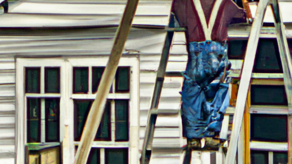 Man climbing ladder on Seagoville, Texas home to replace roof