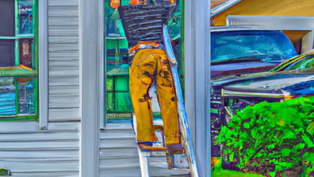 Man climbing ladder on Sebring, Florida home to replace roof