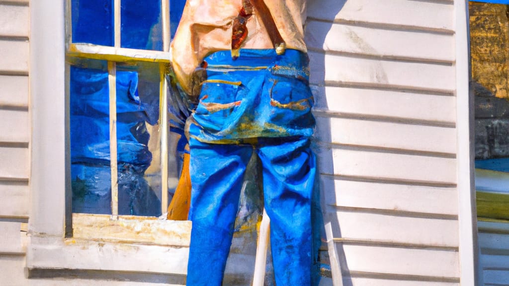 Man climbing ladder on Selinsgrove, Pennsylvania home to replace roof