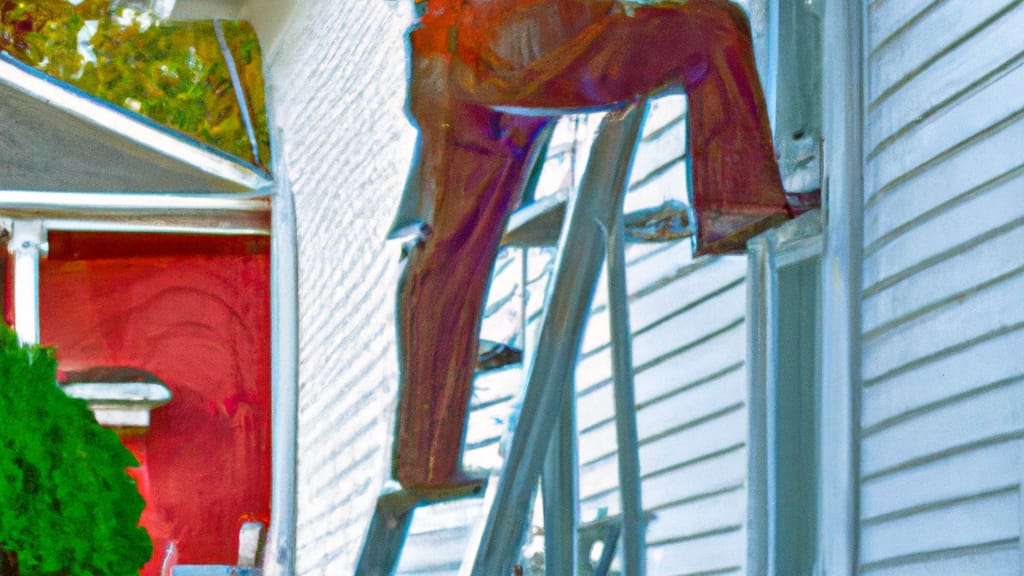 Man climbing ladder on Sellersburg, Indiana home to replace roof