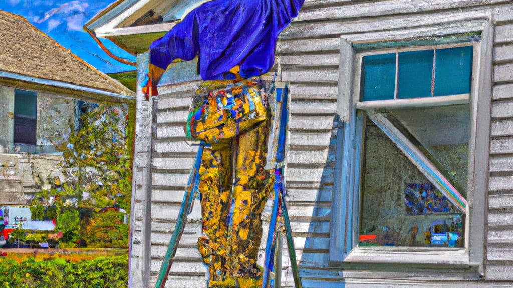 Man climbing ladder on Severn, Maryland home to replace roof