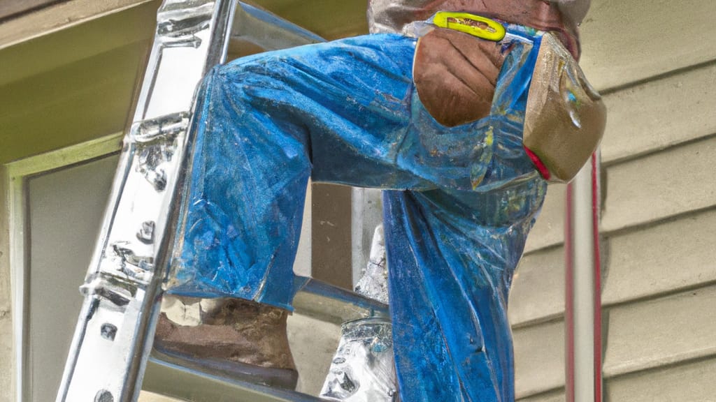 Man climbing ladder on Shakopee, Minnesota home to replace roof