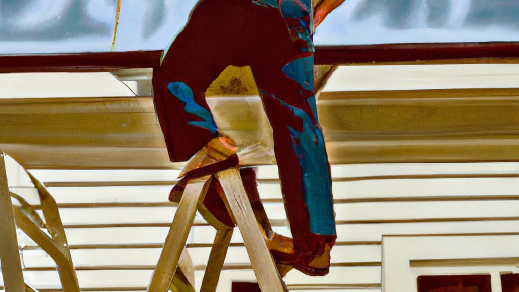 Man climbing ladder on Shelbyville, Kentucky home to replace roof