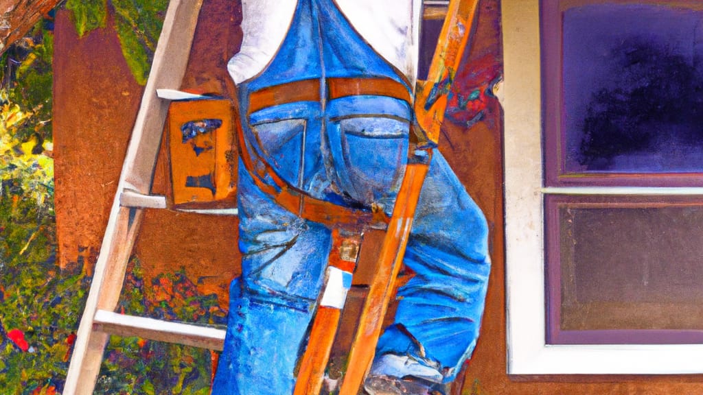 Man climbing ladder on Sierra Madre, California home to replace roof
