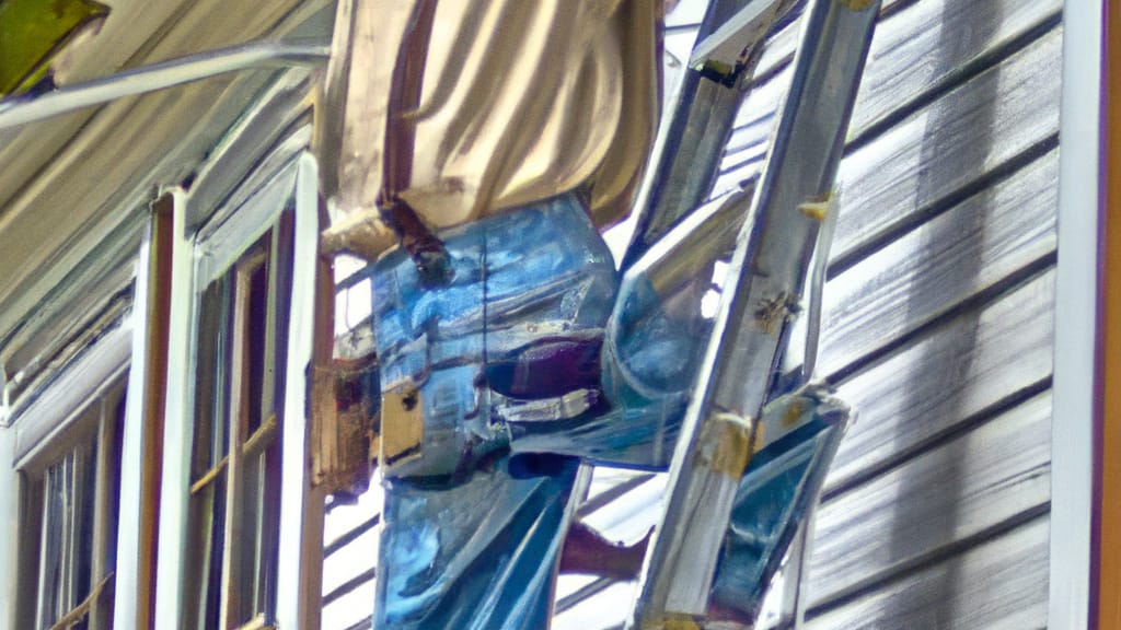 Man climbing ladder on Somerset, Kentucky home to replace roof