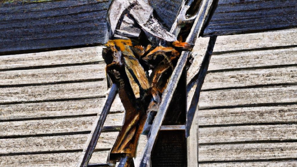 Man climbing ladder on South Milwaukee, Wisconsin home to replace roof