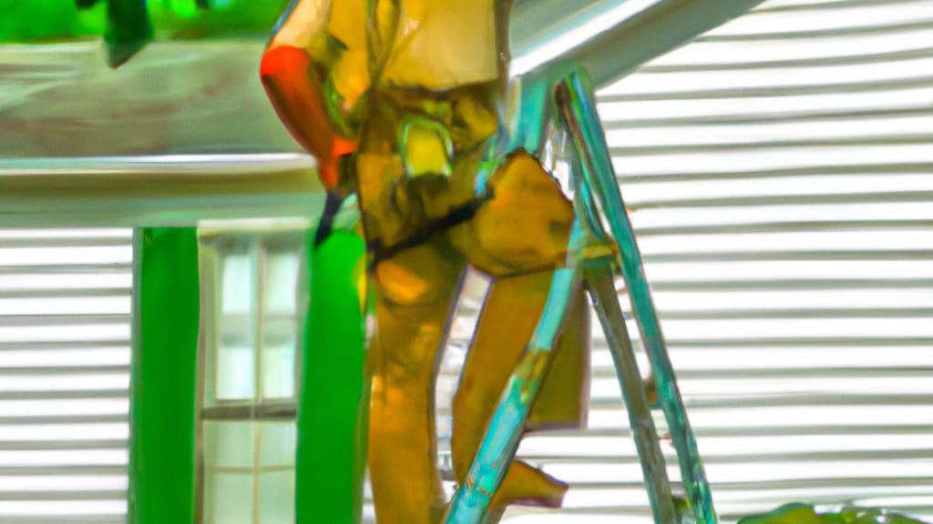 Man climbing ladder on Southaven, Mississippi home to replace roof