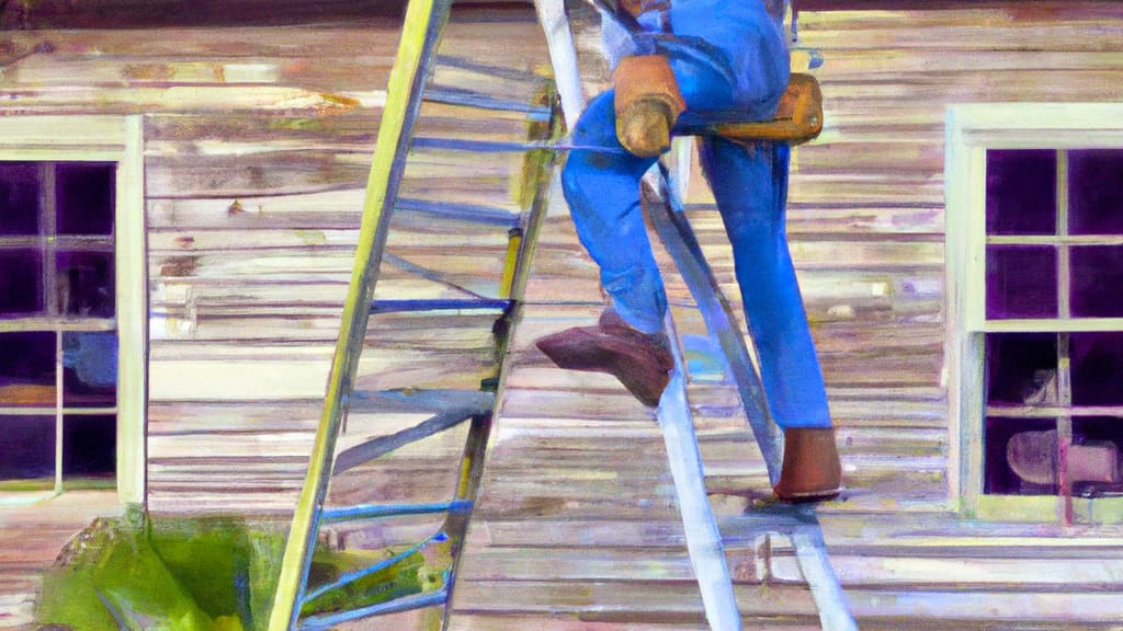 Man climbing ladder on Spanish Fort, Alabama home to replace roof