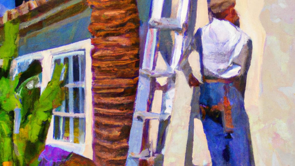Man climbing ladder on Spring Valley, California home to replace roof