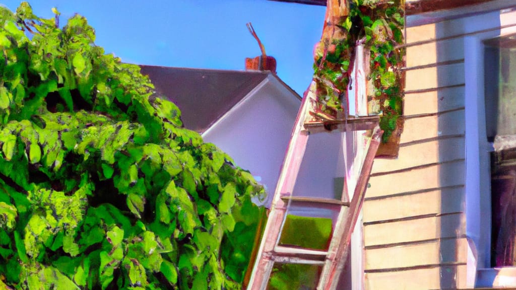 Man climbing ladder on Spring Valley, Illinois home to replace roof