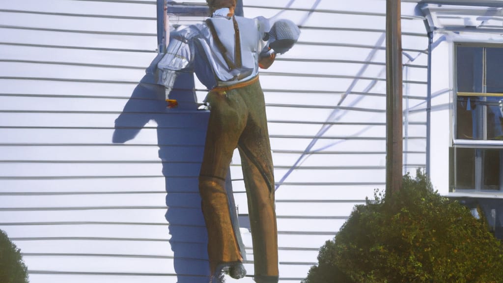 Man climbing ladder on Springfield, Massachusetts home to replace roof