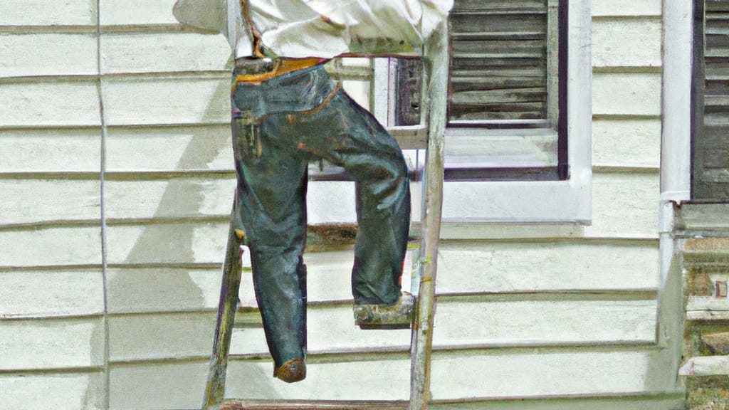 Man climbing ladder on Springhill, Louisiana home to replace roof